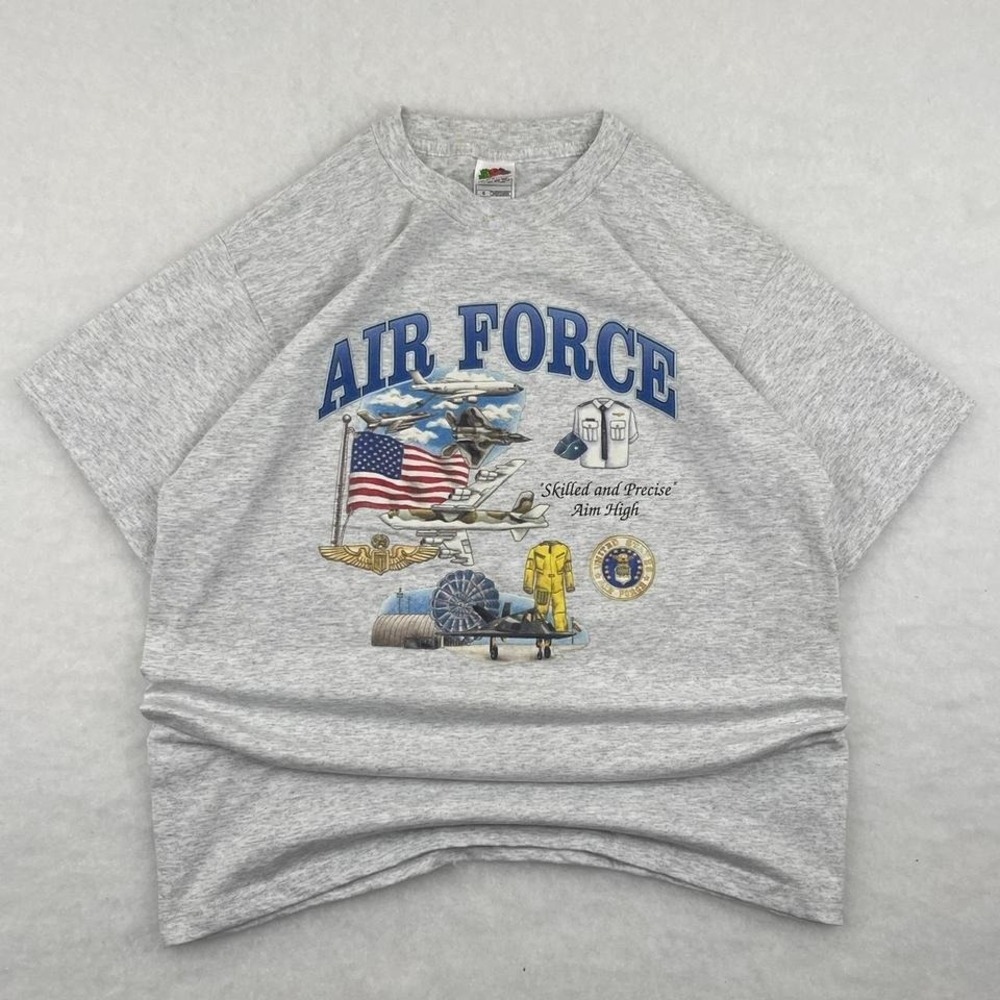 Vintage US Air Force Grey Tshirt Size Large Skilled And Precise Aim High